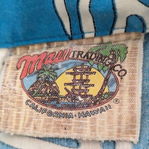 Maui Trading Company Vintage Blue Cockatoo Tropical Camp Shirt - Picture 5 of 6